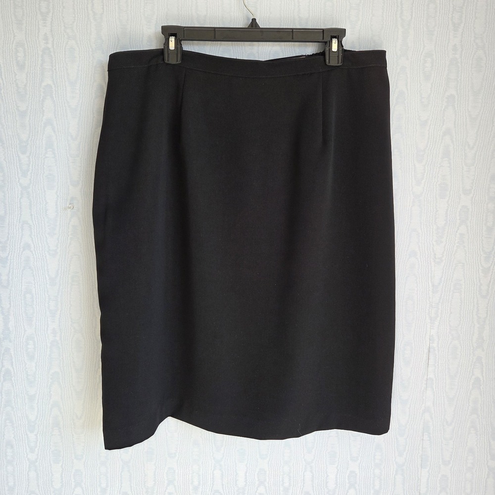 Vtg Y2K Laura Scott Skirt‎ 18W Black Knee Length Elastic Waist Capsule Wardrobe